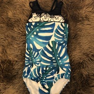 Little miss tropical leaves leotard